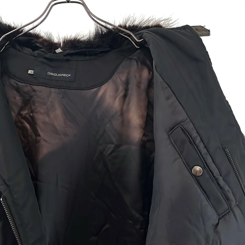 DSQUARED2 / ディースクエアード | 中綿 ファーカラー ロゴボタン レイヤードスリーブ オーバーコート | 48 | メンズ