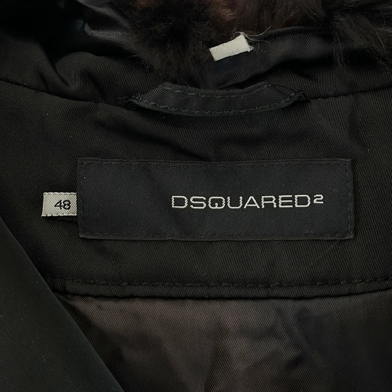 DSQUARED2 / ディースクエアード | 中綿 ファーカラー ロゴボタン レイヤードスリーブ オーバーコート | 48 | メンズ
