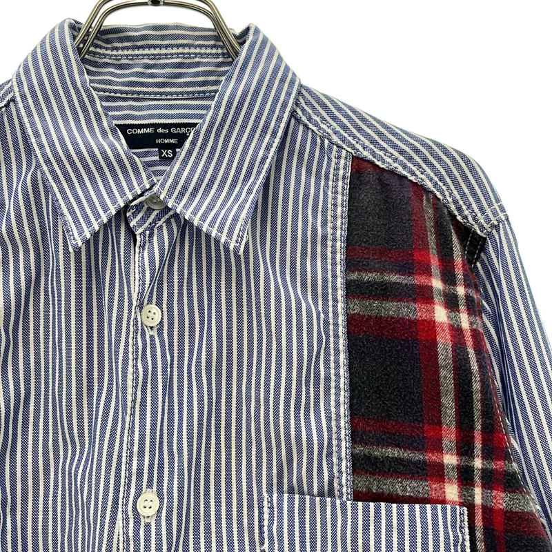 COMME des GARCONS HOMME / コムデギャルソンオム | 2011AW | コットン ストライプ チェック切替 シャツ | XS | メンズ