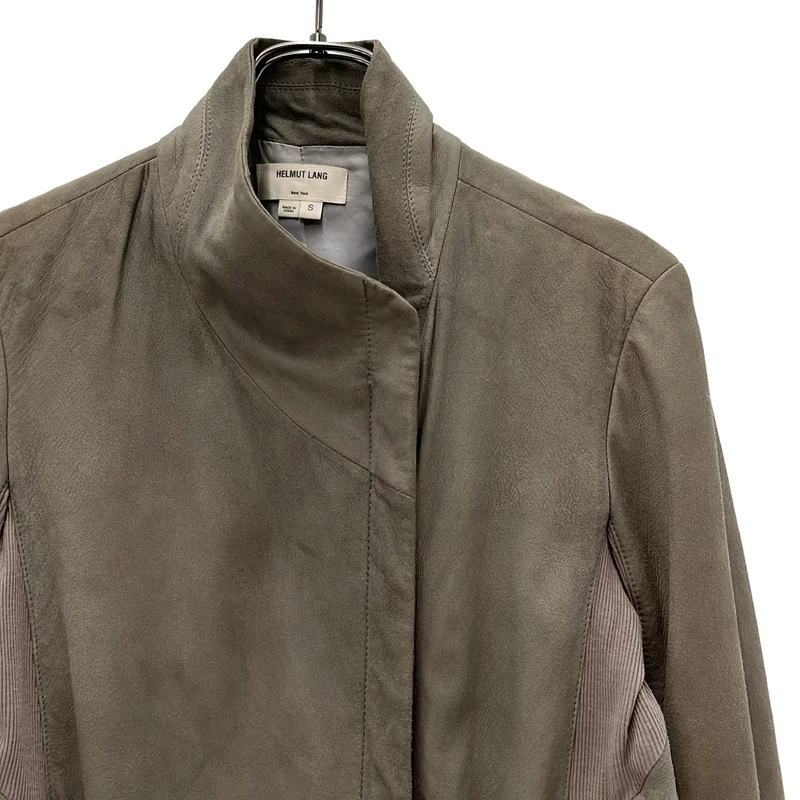 HELMUT LANG / ヘルムートラング | スエード リブ切り替え ダブルライダースジャケット | S | レディース