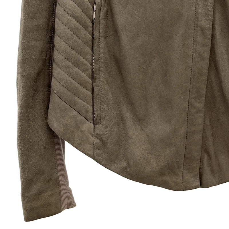 HELMUT LANG / ヘルムートラング | スエード リブ切り替え ダブルライダースジャケット | S | レディース