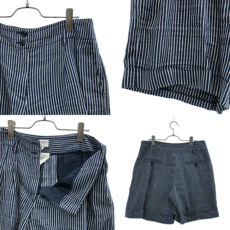 ARMANI COLLEZIONI / アルマーニコレツォーニ | セットアップ / リネン ストライプ テーラードジャケット / ショートパンツ | 44 | メンズ