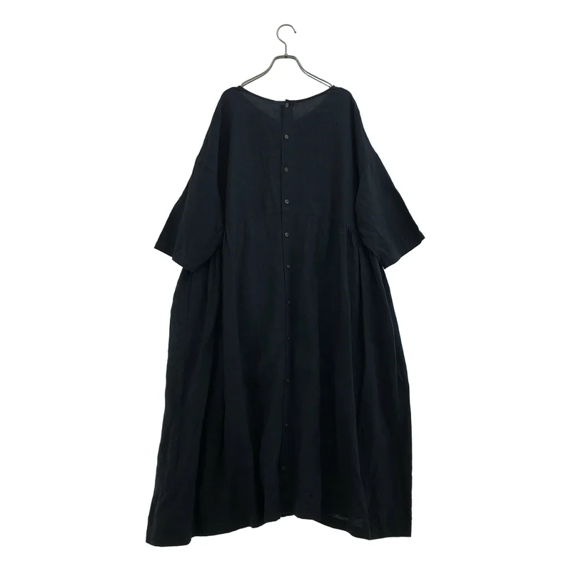 journal standard luxe / ジャーナルスタンダードラックス | リネン バックボタン 半袖 ギャザーワンピース |