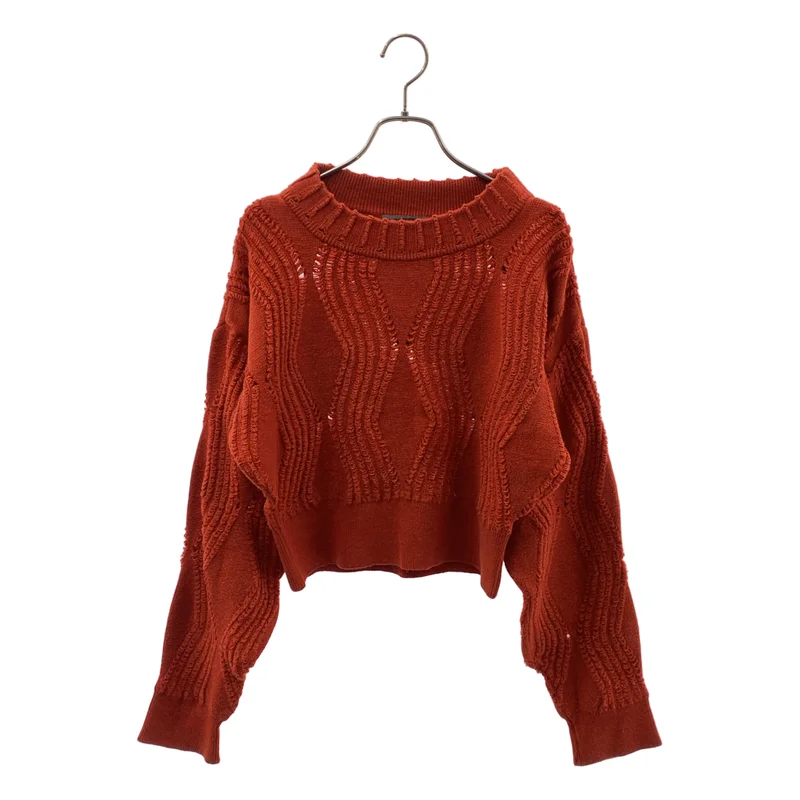 ISSEY MIYAKE / イッセイミヤケ | 1980s | 筆タグ ウール コットン クロップド ニット | M | レディース