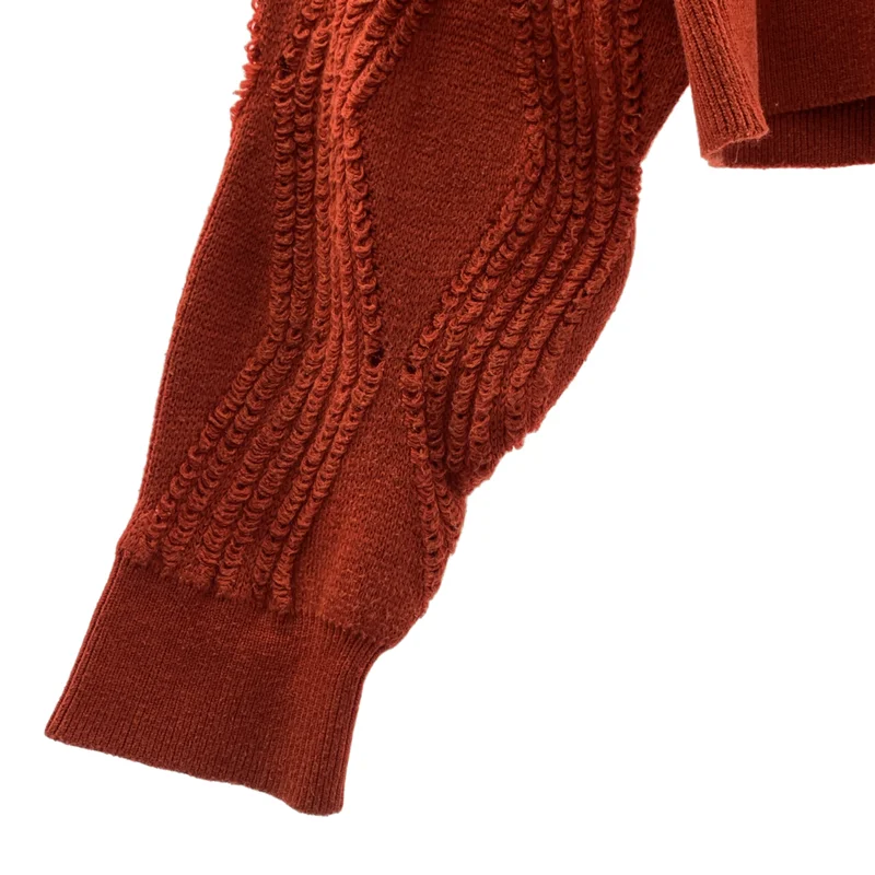 ISSEY MIYAKE / イッセイミヤケ | 1980s | 筆タグ ウール コットン クロップド ニット | M | レディース