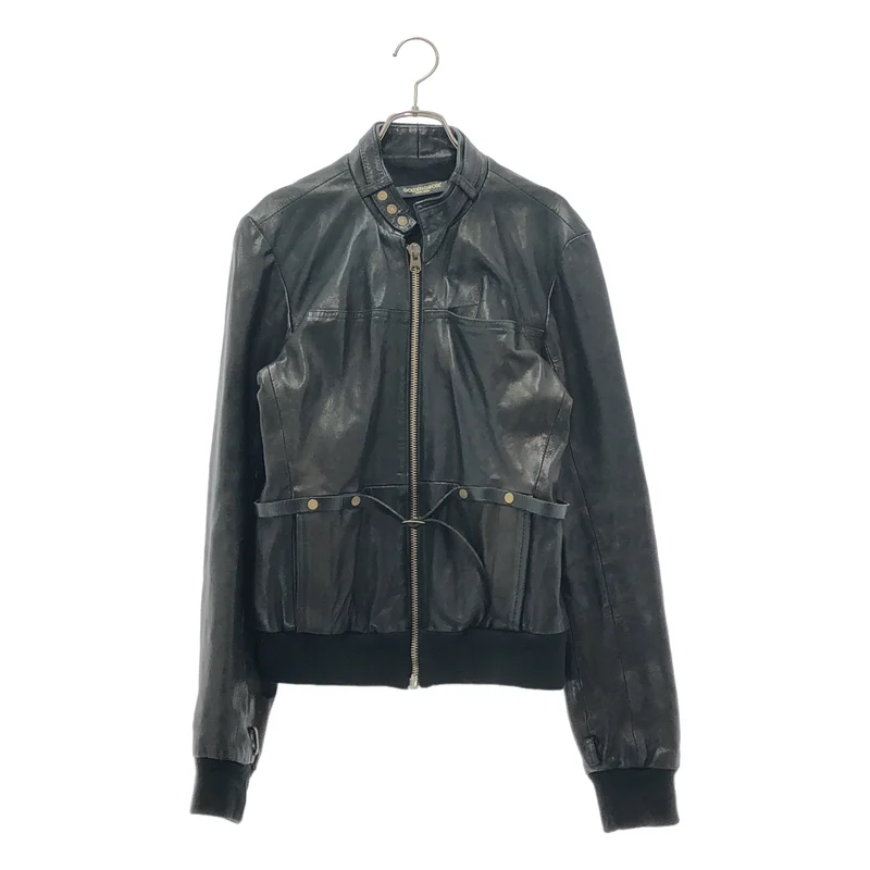 GOLDEN GOOSE / ゴールデングース | レザー ベルテッド シングルライダースジャケット | L | メンズ