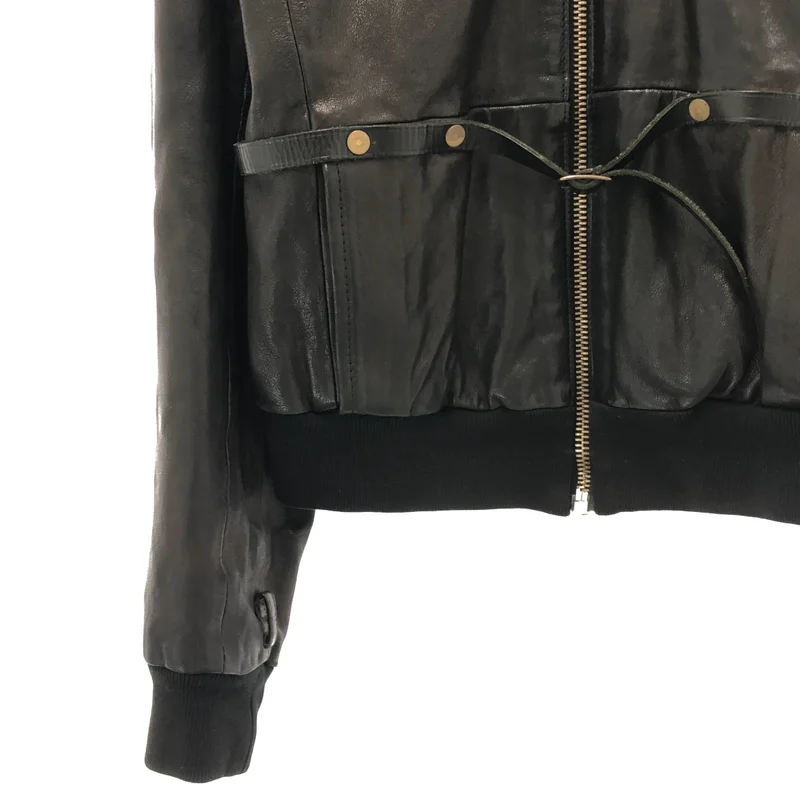 GOLDEN GOOSE / ゴールデングース | レザー ベルテッド シングルライダースジャケット | L | メンズ