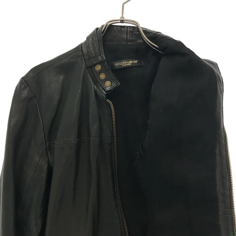 GOLDEN GOOSE / ゴールデングース | レザー ベルテッド シングルライダースジャケット | L | メンズ