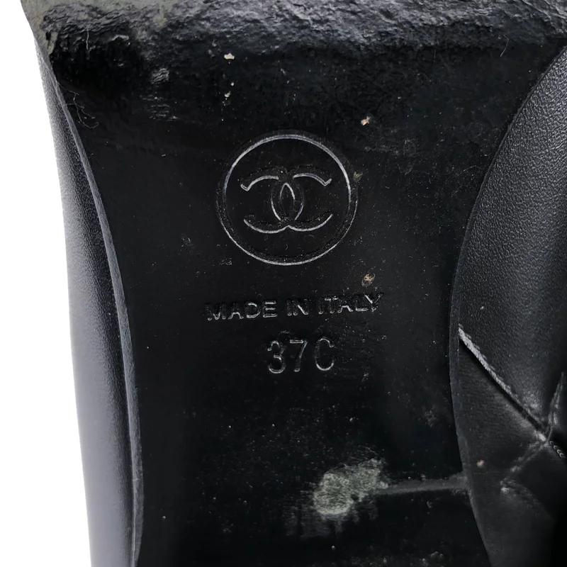 CHANEL / シャネル | レザー ココマーク アンクルブーツ | 37C | レディース