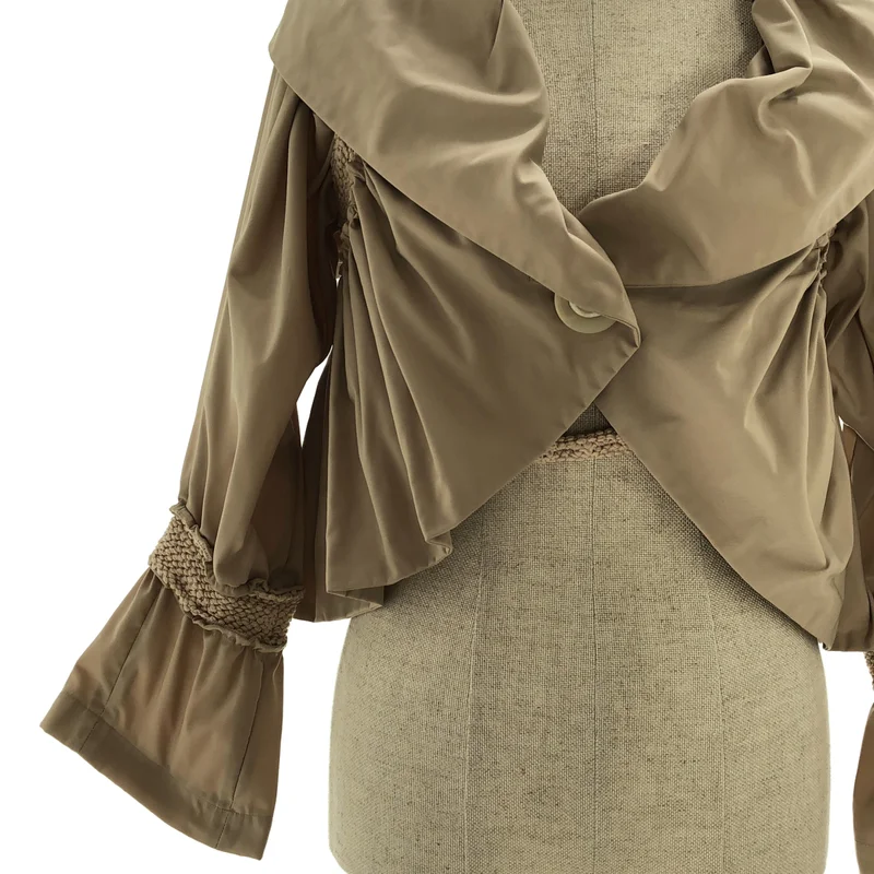 ISSEY MIYAKE / イッセイミヤケ | フリル ニット切替 シャーリングジャケット | 2 | レディース