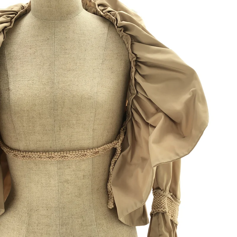 ISSEY MIYAKE / イッセイミヤケ | フリル ニット切替 シャーリングジャケット | 2 | レディース