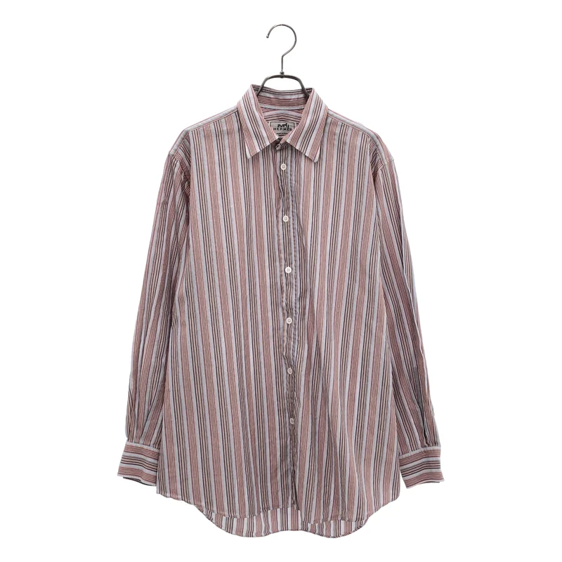 HERMES / エルメス | コットン セリエボタン ストライプシャツ | 39 | メンズ