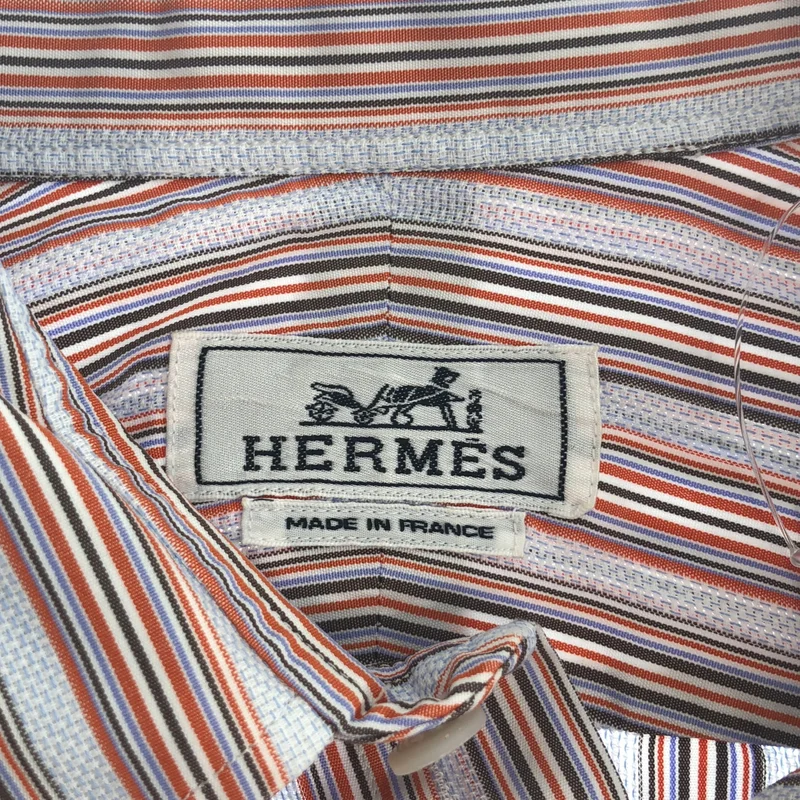HERMES / エルメス | コットン セリエボタン ストライプシャツ | 39 | メンズ