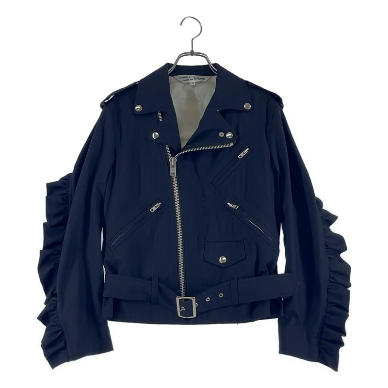 COMME des GARCONS COMME des GARCONS / コムコム | 2017SS | ストライプ フリルスリーブ ダブルライダース ジャケット | XS | レディース