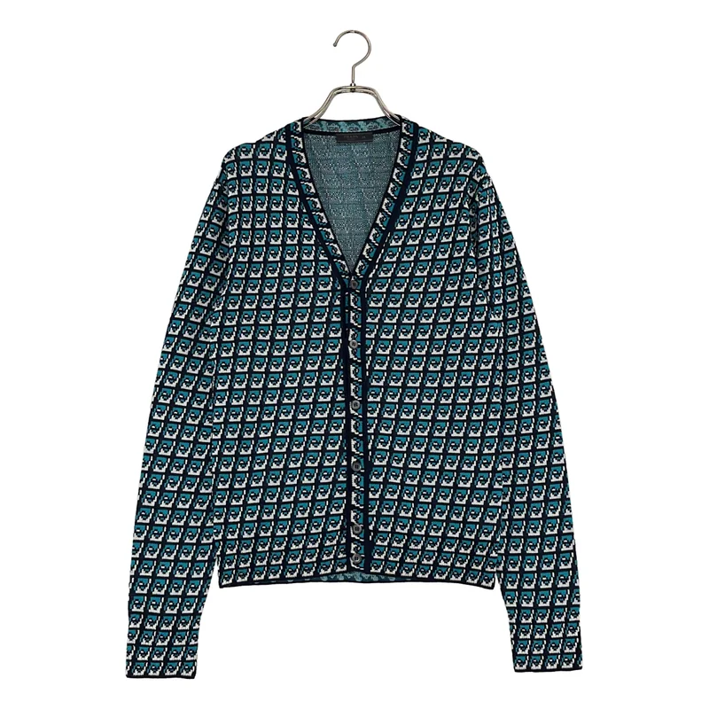 PRADA / プラダ | 2021AW | ウール トライアングル 幾何学模様 Vネックカーディガン | 46 | メンズ