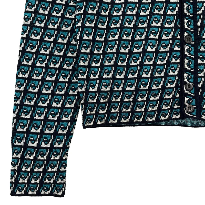 PRADA / プラダ | 2021AW | ウール トライアングル 幾何学模様 Vネックカーディガン | 46 | メンズ