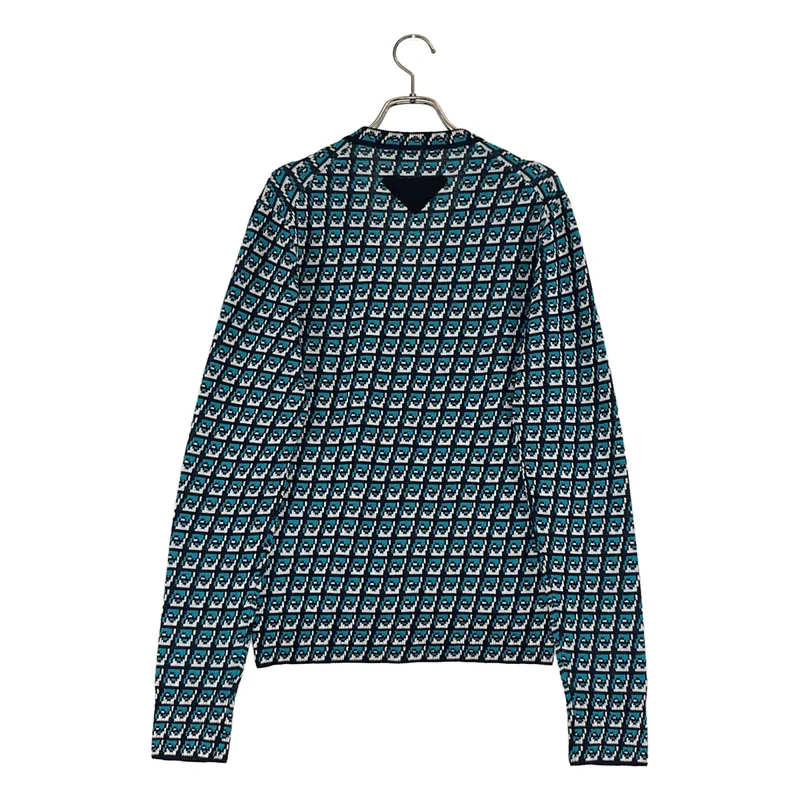 PRADA / プラダ | 2021AW | ウール トライアングル 幾何学模様 Vネックカーディガン | 46 | メンズ