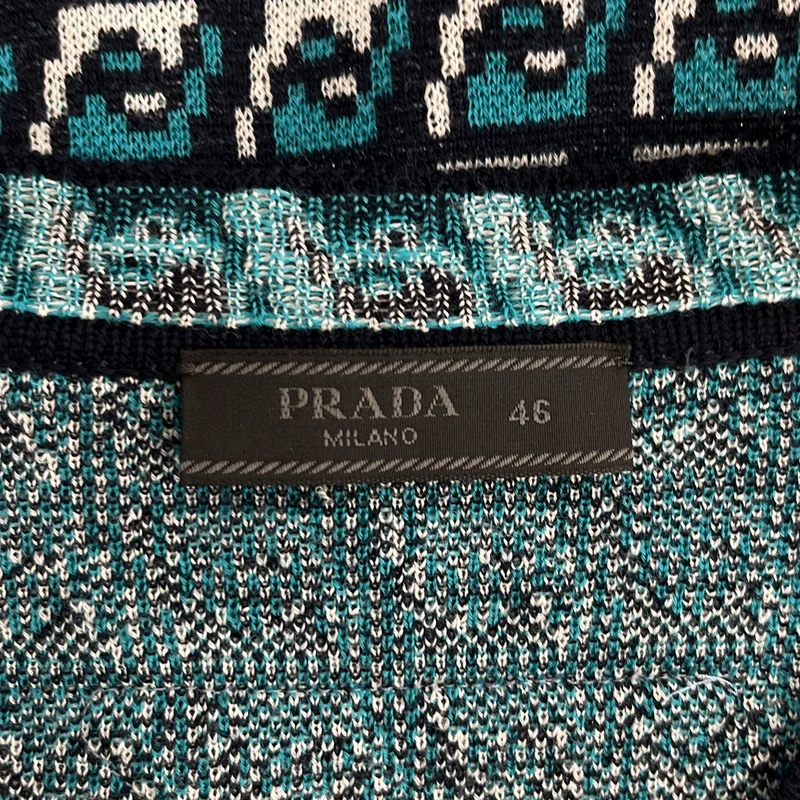 PRADA / プラダ | 2021AW | ウール トライアングル 幾何学模様 Vネックカーディガン | 46 | メンズ