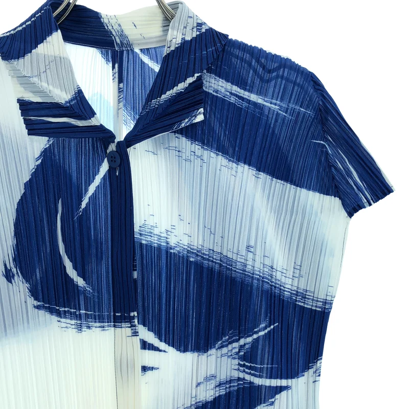 PLEATS PLEASE ISSEY MIYAKE / プリーツプリーズイッセイミヤケ | 2022SS | SKY柄 プリーツ ノースリーブ シャツワンピース | 3 | レディース