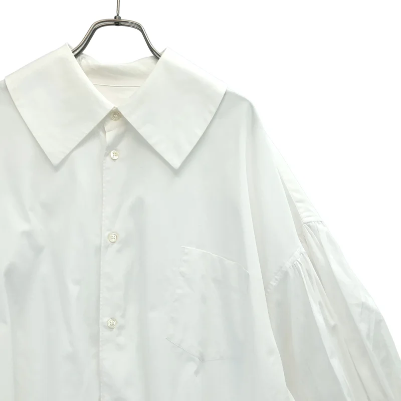COMME des GARCONS GIRL / コムデギャルソンガール | 2021SS | コットン ワイド カラー ギャザースリーブ シャツ | M | レディース