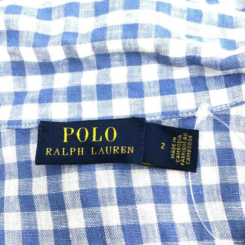 POLO RALPH LAUREN / ポロラルフローレン | リネン チェック ボリュームスリーブ シャツ ワンピース | 2 | レディース