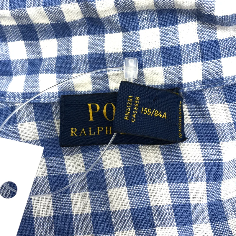 POLO RALPH LAUREN / ポロラルフローレン | リネン チェック ボリュームスリーブ シャツ ワンピース | 2 | レディース