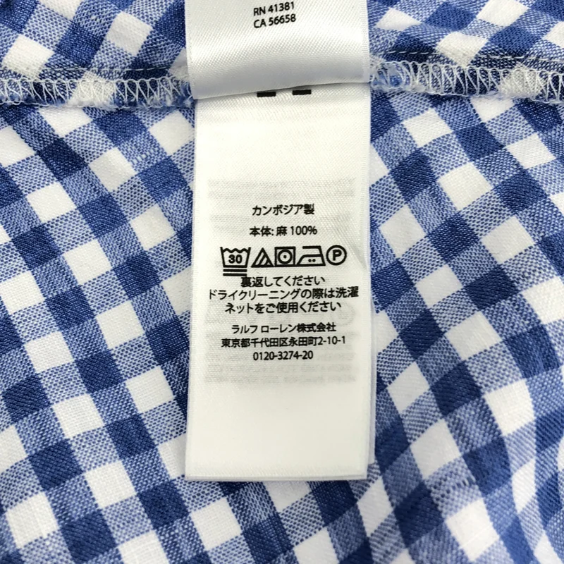 POLO RALPH LAUREN / ポロラルフローレン | リネン チェック ボリュームスリーブ シャツ ワンピース | 2 | レディース