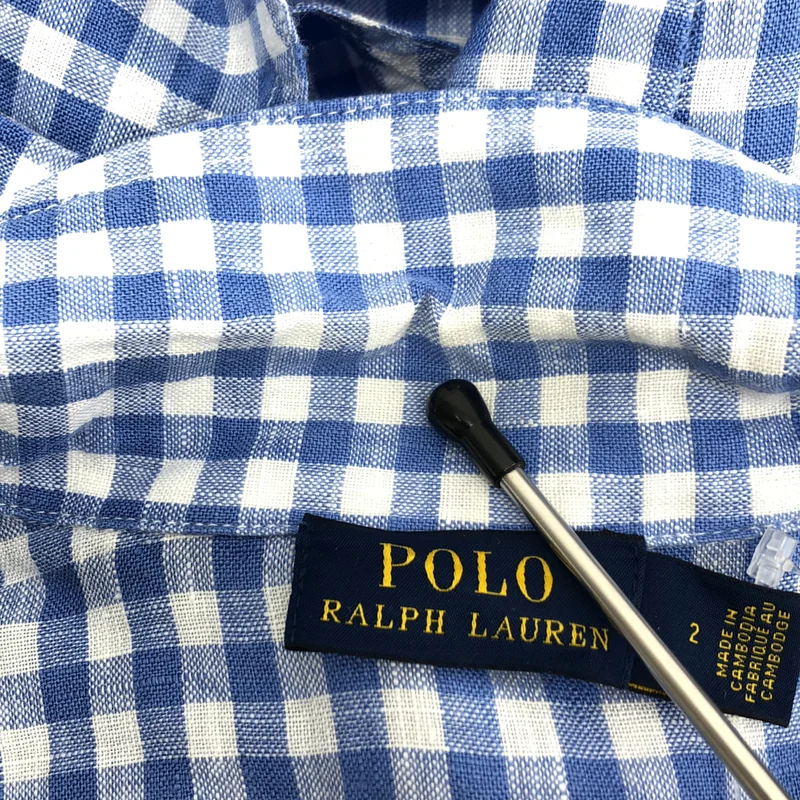 POLO RALPH LAUREN / ポロラルフローレン | リネン チェック ボリュームスリーブ シャツ ワンピース | 2 | レディース