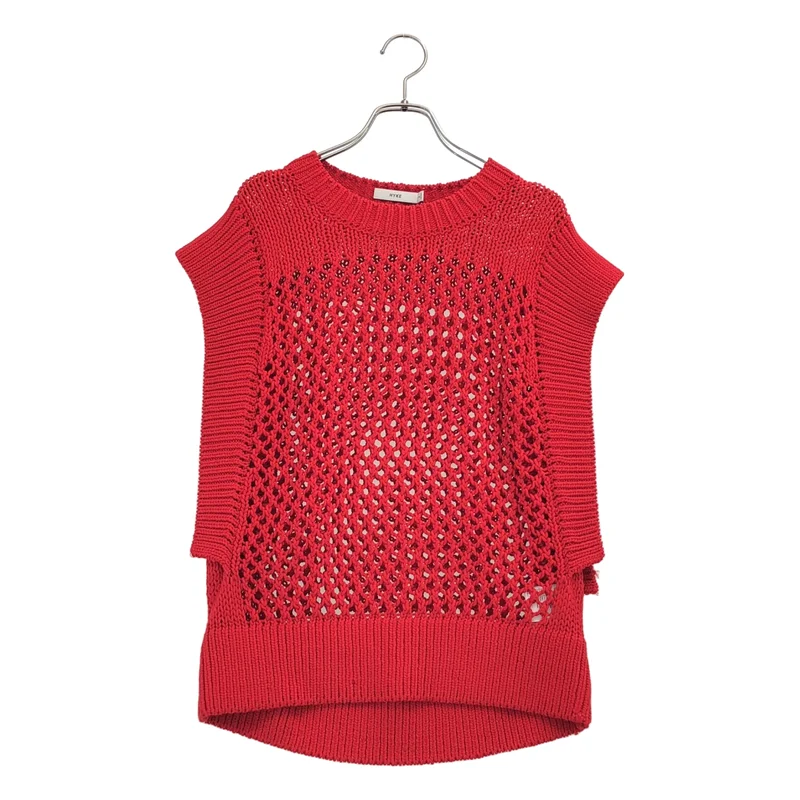 HYKE / ハイク | 2026SS | CROCHET SLEEVELESS KNIT / コットン クロシェット スリーブレス ニットベスト | 2 | レディース