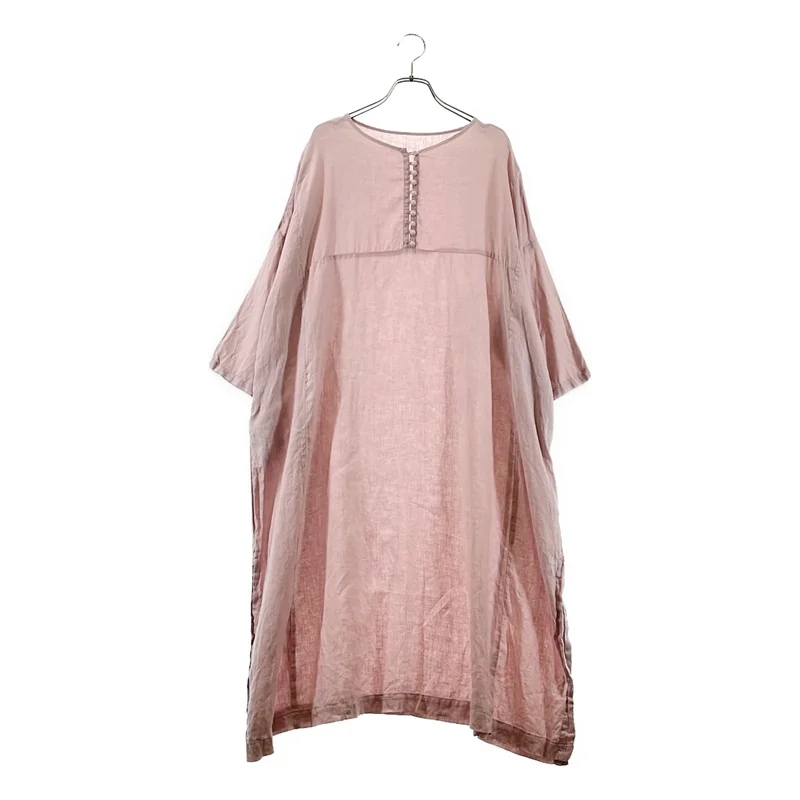 nest robe / ネストローブ | リネン くるみボタン 七分袖ワンピース | F | レディース