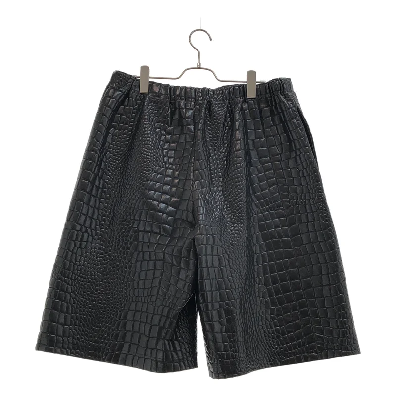 COMME des GARCONS HOMME PLUS / コムデギャルソンオムプリュス | 2019AW | フェイクレザー クロコ型押し ハーフパンツ | L | メンズ