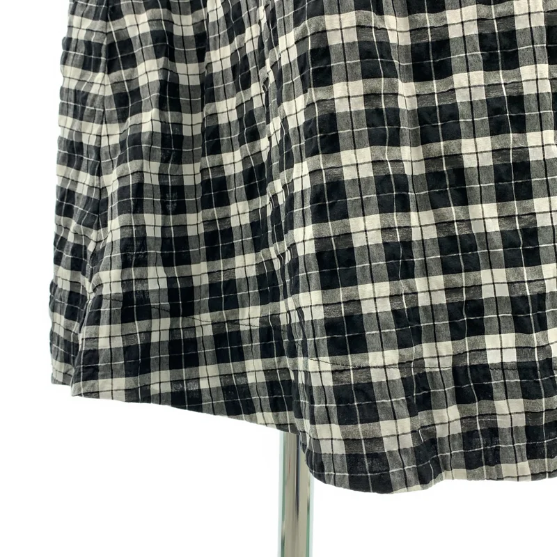 Ganni / ガニー | シアサッカー チェック カシュクール ワンピース | 38 | レディース