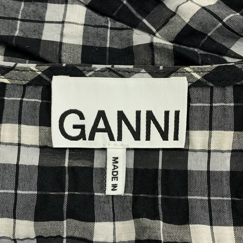 Ganni / ガニー | シアサッカー チェック カシュクール ワンピース | 38 | レディース
