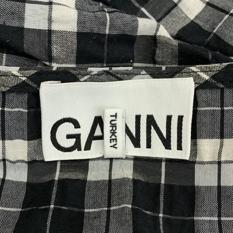 Ganni / ガニー | シアサッカー チェック カシュクール ワンピース | 38 | レディース