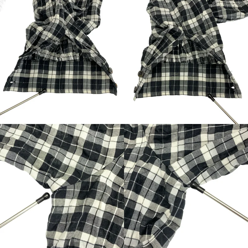 Ganni / ガニー | シアサッカー チェック カシュクール ワンピース | 38 | レディース