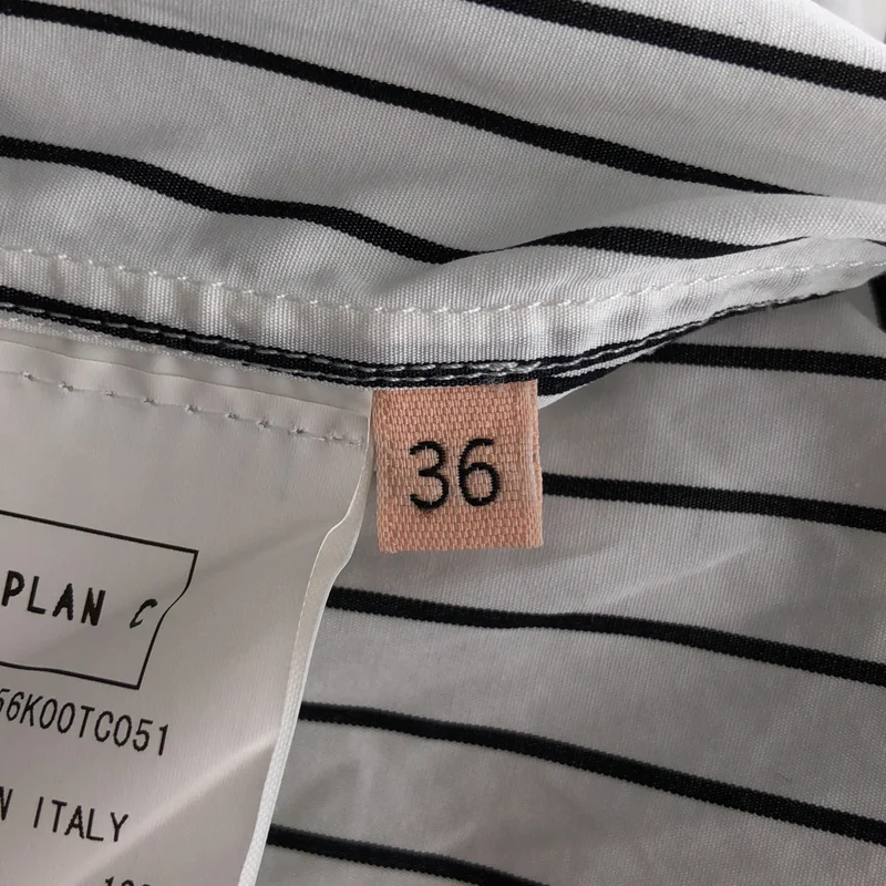 Plan C / プランシー | ストライプ リボン ハイネック ブラウス | 36 | レディース