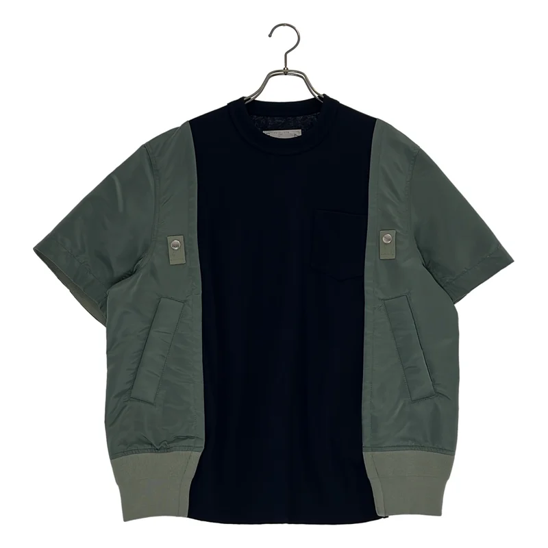 sacai / サカイ | Nylon Twill x Cotton Jersey T-Shirt コットンジャージー Tシャツ | 1 | レディース