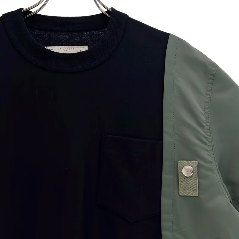 sacai / サカイ | Nylon Twill x Cotton Jersey T-Shirt コットンジャージー Tシャツ | 1 | レディース