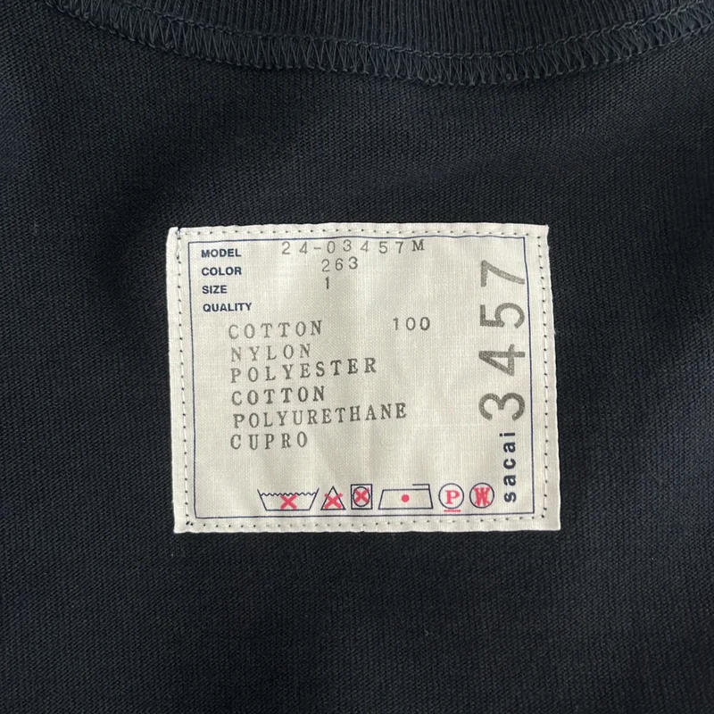 sacai / サカイ | Nylon Twill x Cotton Jersey T-Shirt コットンジャージー Tシャツ | 1 | レディース