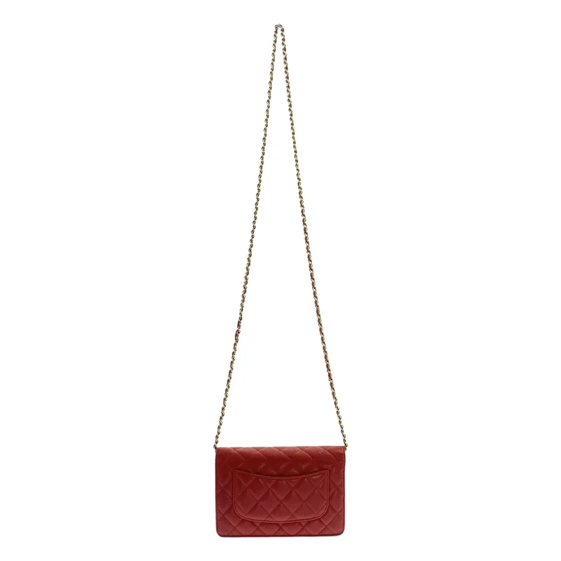 CHANEL / シャネル | キャビアスキン レザー マトラッセ チェーン ウォレット ショルダーバッグ |