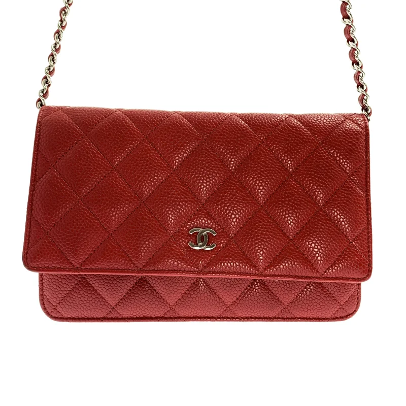 CHANEL / シャネル | キャビアスキン レザー マトラッセ チェーン ウォレット ショルダーバッグ |