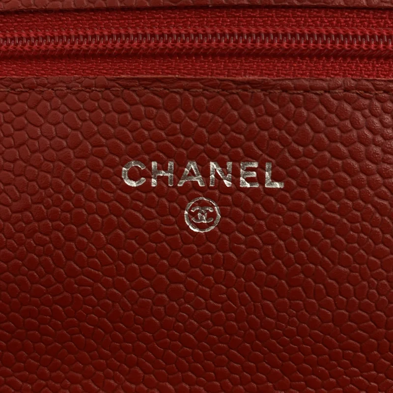 CHANEL / シャネル | キャビアスキン レザー マトラッセ チェーン ウォレット ショルダーバッグ |