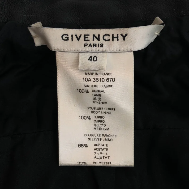 GIVENCHY / ジバンシィ | RiccardoTisci / ジップ レザージャケット | 40 | レディース