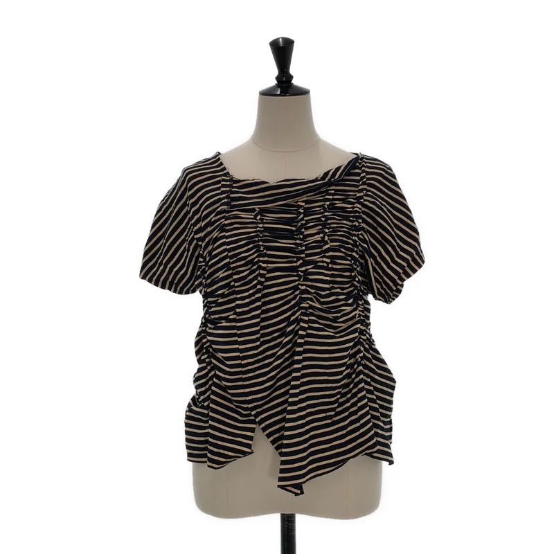 COMME des GARCONS / コムデギャルソン | 2012SS | ボーダー アシンメトリー ギャザー カットソー | M | レディース