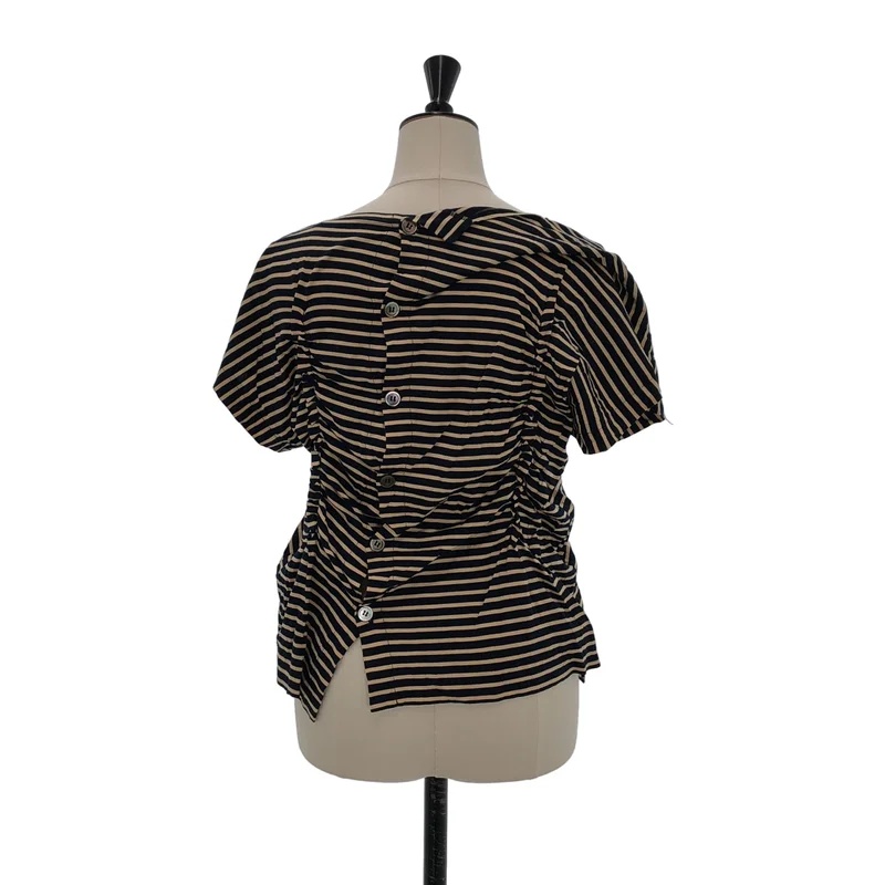 COMME des GARCONS / コムデギャルソン | 2012SS | ボーダー アシンメトリー ギャザー カットソー | M | レディース