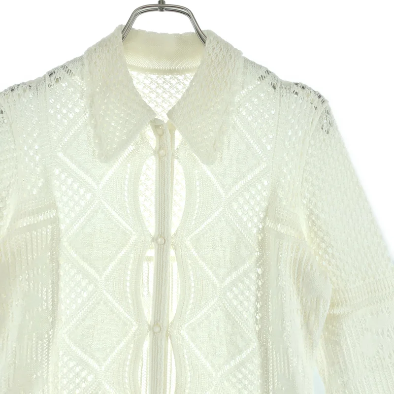 Mame Kurogouchi / マメクロゴウチ | 2024SS | Cotton Lace Knitted Cardigan / コットン レース ニットカーディガン | 1 | レディース