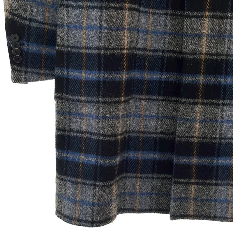 CALVIN KLEIN / カルバンクライン | Checked Wool Overcoat チェック チェスターコート | 46 | メンズ