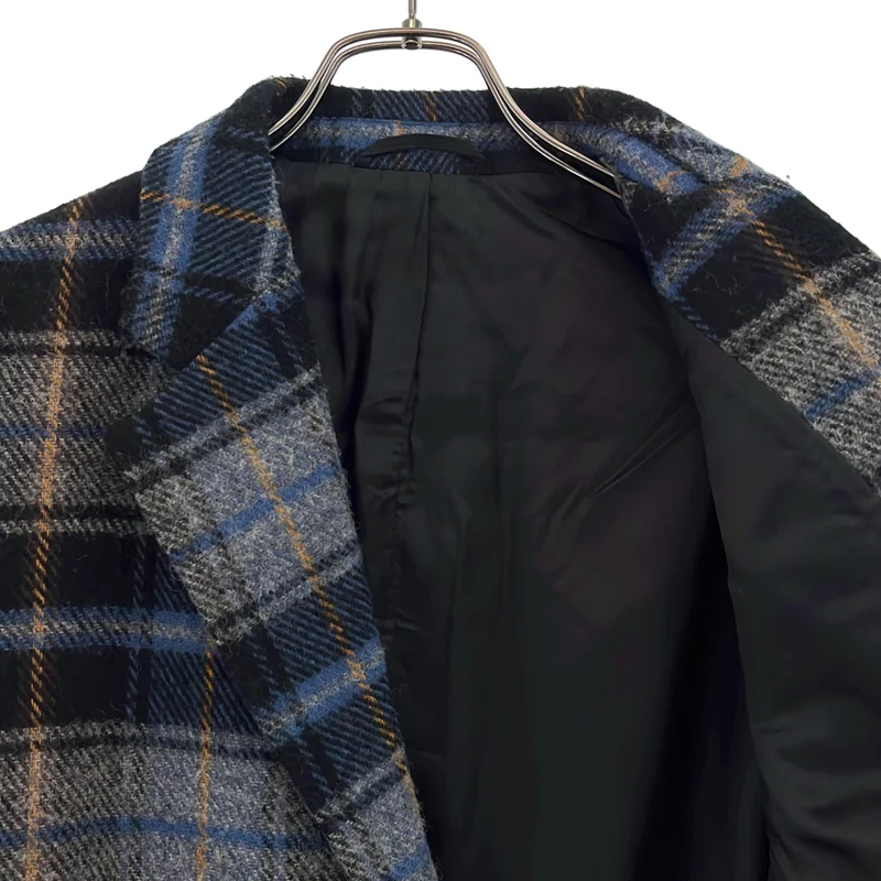 CALVIN KLEIN / カルバンクライン | Checked Wool Overcoat チェック チェスターコート | 46 | メンズ