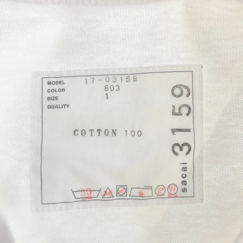 sacai / サカイ | コットン サイドジップ FASHION IS A PASSION プリントTシャツ | 1 | レディース
