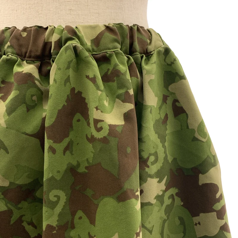 BLACK COMME des GARCONS / ブラックコムデギャルソン | 2014AW | ポリエステル 製品加工 変形 総柄 ドローストリング スカート | XS | レディース